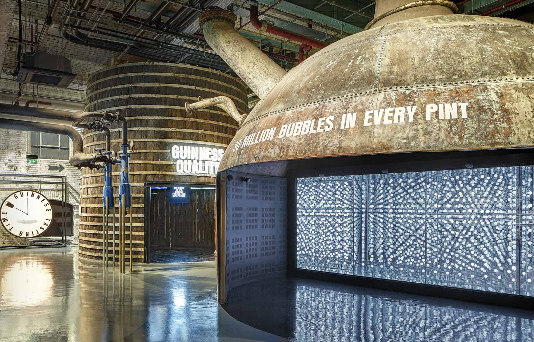 Mirror and lighting installation at the Guinness Storehouse